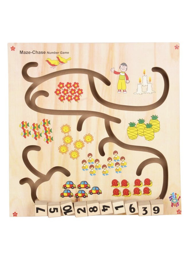 Skillofun - Skillofun - H-21SE Wooden Maze Chase - Number Game, Multi Color - Image 1