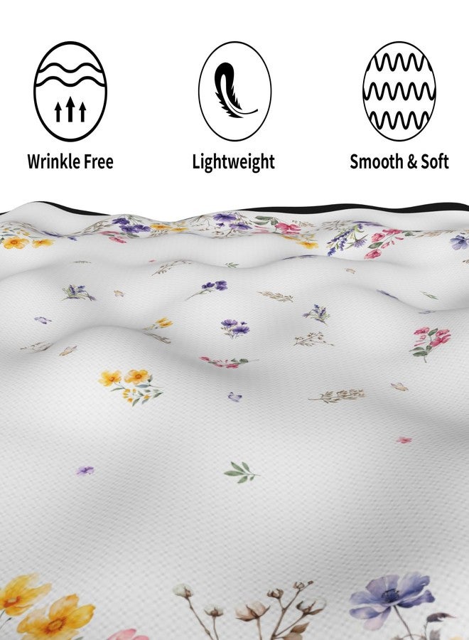 Aytipun Floral Round Tablecloth 70 Inch, Spring Summer Wildflower Farmhouse Washable Polyester Table Cover for Indoor Kitchen Party Dinner Decor, White - Image 4