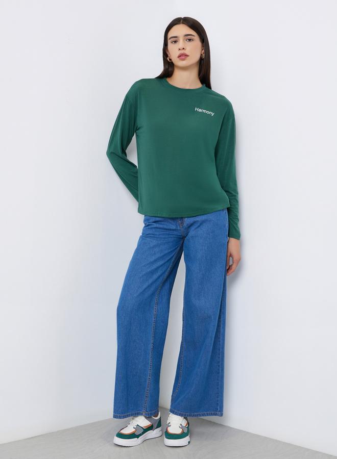 Styli Green Harmony Slogan Regular Fit T-Shirt - Image 2