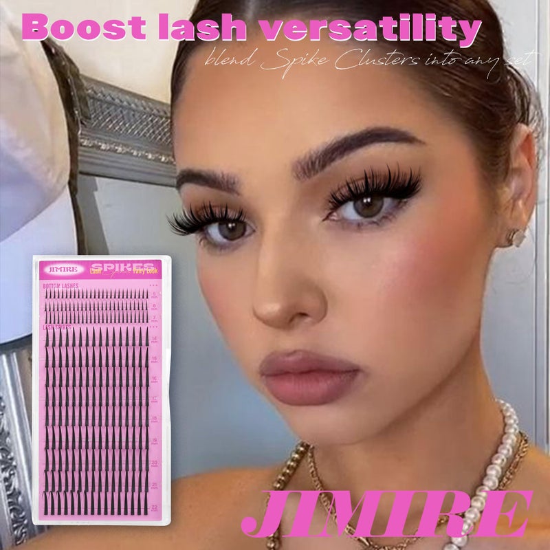 JIMIRE Spiky Lash Clusters Premade Individual Lashes Wispy Cluster Eyelash Extensions with Bottom Lashes 14-22MM D Curly Eyelash Clusters 222Pcs DIY Lash Extensions Thinner Lash Band - Image 4