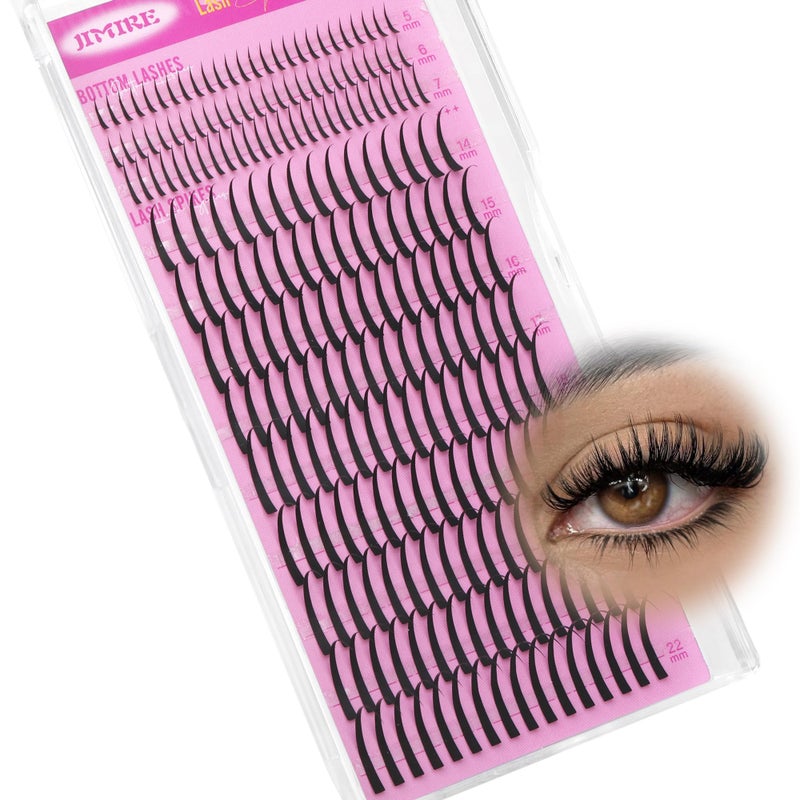 JIMIRE Spiky Lash Clusters Premade Individual Lashes Wispy Cluster Eyelash Extensions with Bottom Lashes 14-22MM D Curly Eyelash Clusters 222Pcs DIY Lash Extensions Thinner Lash Band - Image 1