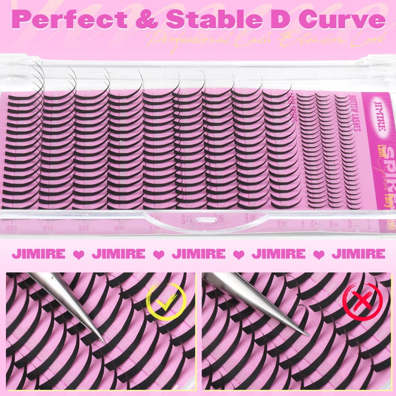 JIMIRE Spiky Lash Clusters Premade Individual Lashes Wispy Cluster Eyelash Extensions with Bottom Lashes 14-22MM D Curly Eyelash Clusters 222Pcs DIY Lash Extensions Thinner Lash Band - Image 5