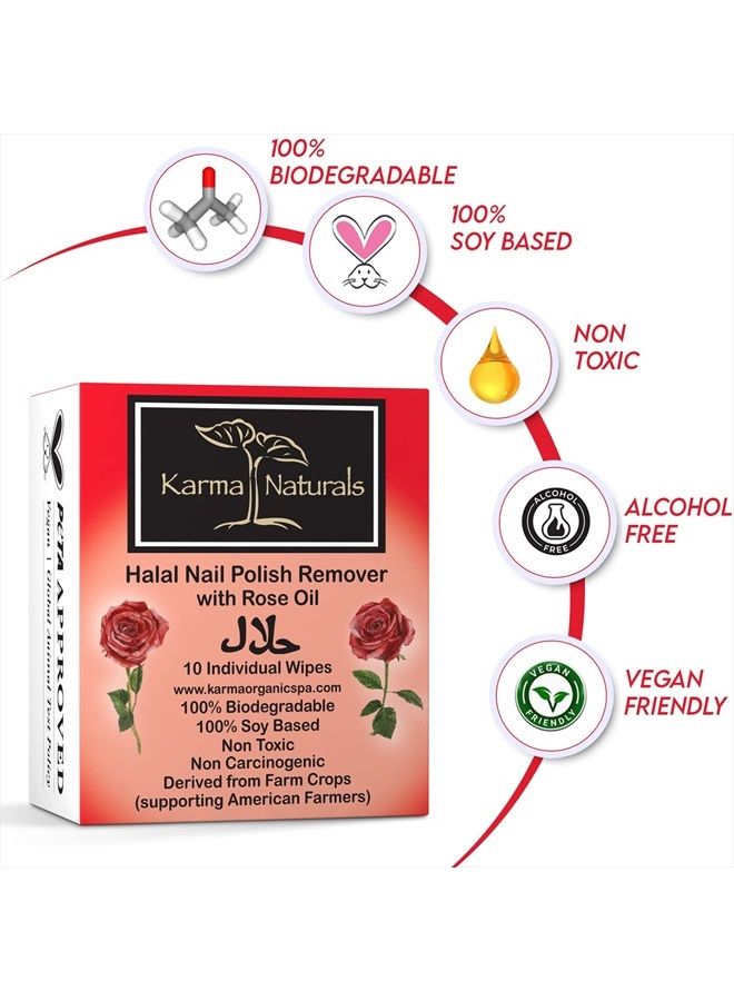karma organic Karma Halal Nail Polish Remover Wipes with Rose Oil; Non-Toxic, Vegan, Cruelty-Free – Pack of 10 - Image 3