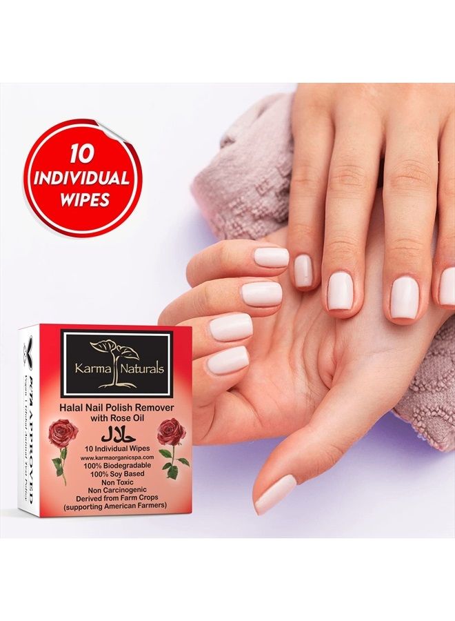 karma organic Karma Halal Nail Polish Remover Wipes with Rose Oil; Non-Toxic, Vegan, Cruelty-Free – Pack of 10 - Image 5