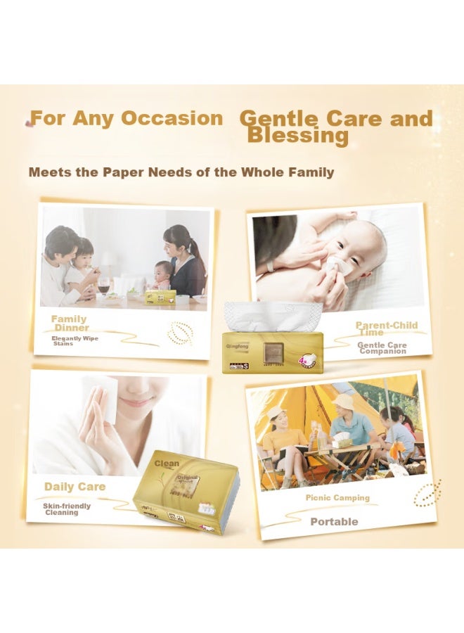 APP Qingfeng Facial Tissues, Soft 4-ply 90 Sheets*10 Packs S Size, Toilet Paper, New And Old Packaging Alternating - Image 5