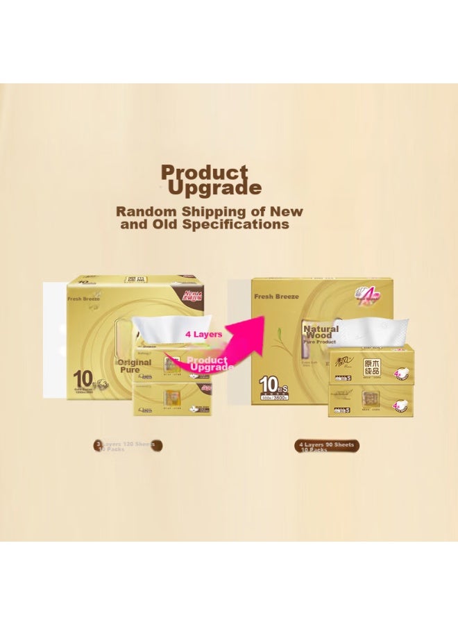 APP Qingfeng Facial Tissues, Soft 4-ply 90 Sheets*10 Packs S Size, Toilet Paper, New And Old Packaging Alternating - Image 2