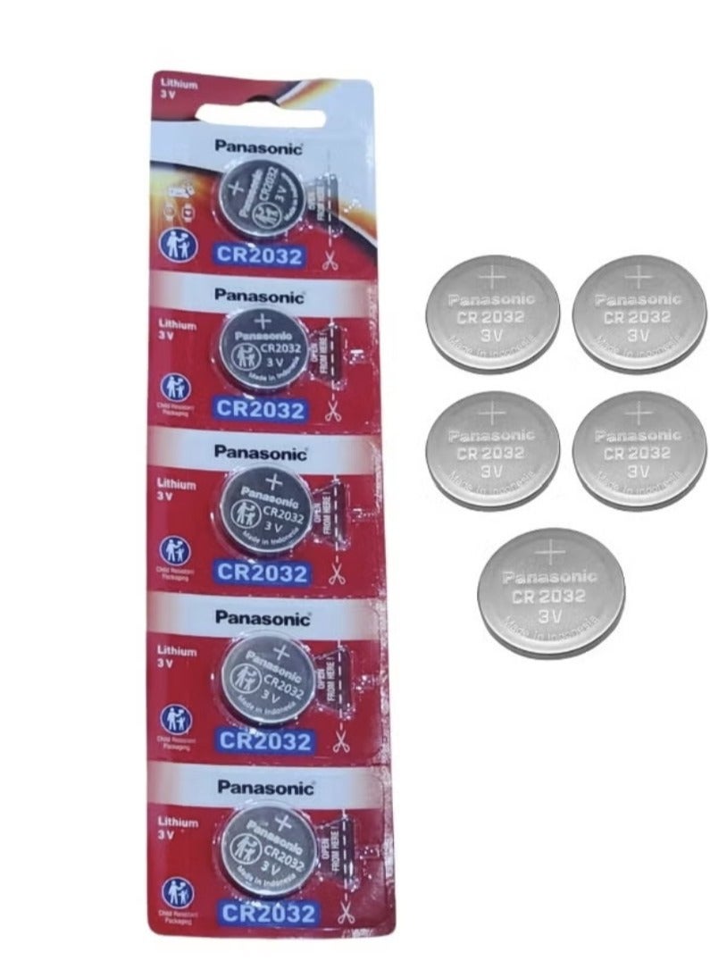 Panasonic Batteries CR2032 Lithium Battery, 3V ,Coin Cell (5 pieces)