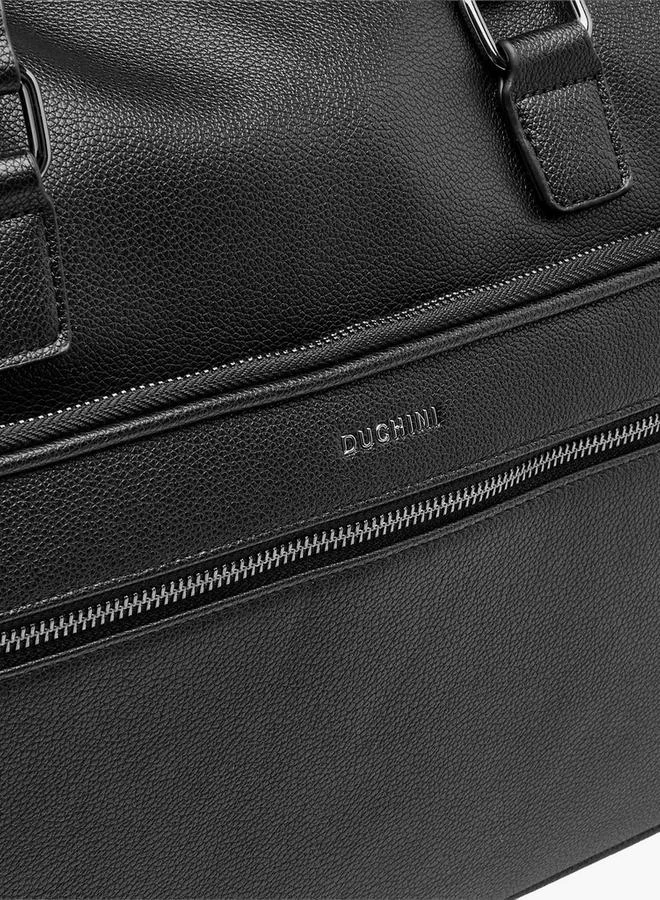 DUCHINI BLACK Textured Duffle Bag with Detachable Strap for Men | Best Price UAE