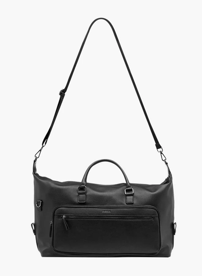 DUCHINI BLACK Textured Duffle Bag with Detachable Strap for Men | Best Price UAE