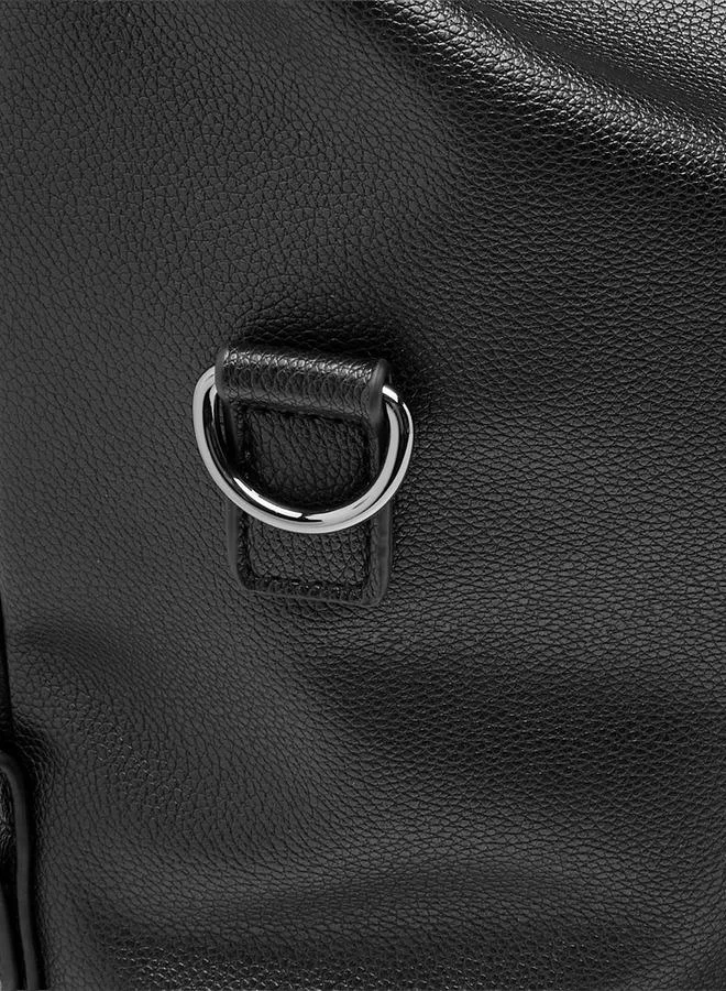 DUCHINI BLACK Textured Duffle Bag with Detachable Strap for Men | Best Price UAE