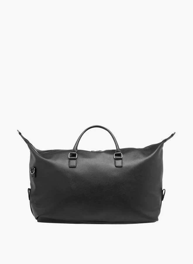 DUCHINI BLACK Textured Duffle Bag with Detachable Strap for Men | Best Price UAE