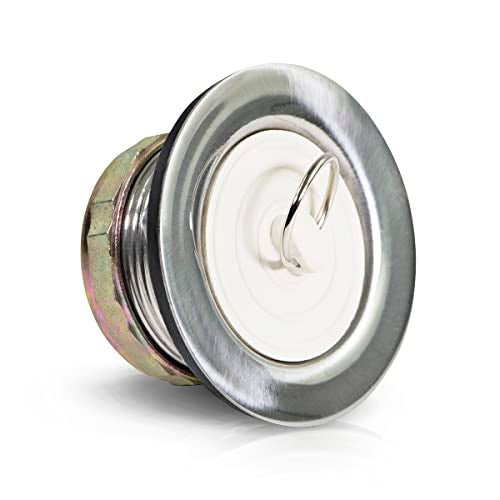 Highcraft 9783 Stainless Steel Bath Tub Drain Assembly with Rubber Stopper Strainer for RV Mobile Showers or Bar and Bathroom Sinks - Image 1