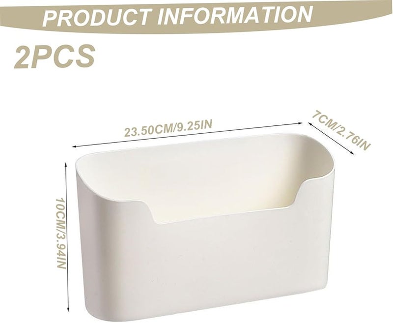2PCS Plastic Adhesive Cabinet Door Organizer 9.3x2.8x3.9 Inch Wall Mounted Storage Bins - Image 4