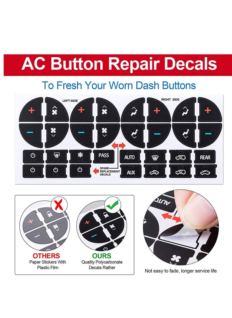 Excefore - AC Dash Button Repair Kit (8Pack) Decal Replacement Truck Accessories Best for Fixing Ruined Faded A/C Control Buttons - Image 1