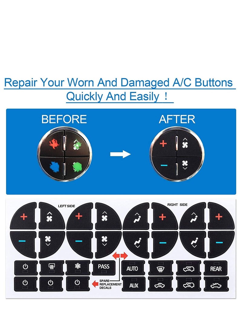 Excefore - AC Dash Button Repair Kit (8Pack) Decal Replacement Truck Accessories Best for Fixing Ruined Faded A/C Control Buttons - Image 1