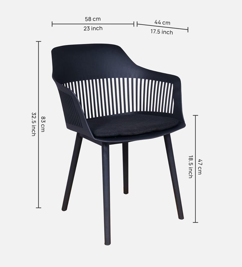 Creative Creative Modern Dining Chair Outdoor and Indoor Suitable for Home Kitchen Dining Bedroom Living Room with Curved Back Black Plastic with Slat Design Armrest Support Pack of 1Black  - Image 2
