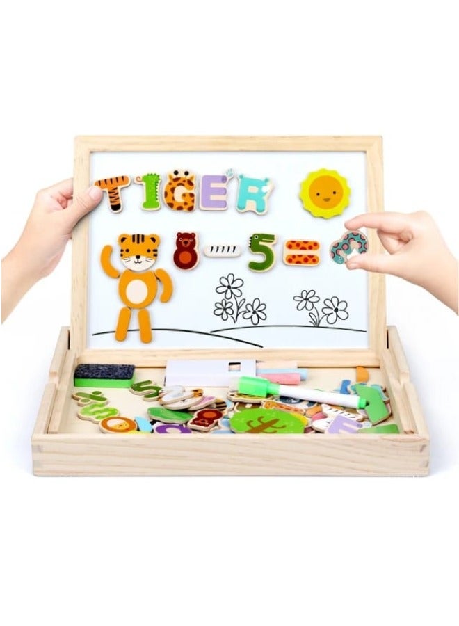 Magnetic Cartoon Puzzles for Kids Educational Toys Puzzles Wooden Puzzles for Kids Letters Animals Drawing Board - Image 1