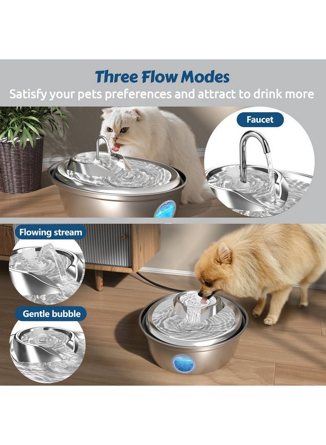 ORSDA Cat Water Fountain Stainless Steel, Cat Fountains for Drinking, 67oz/2L Automatic Pet Fountain Water Dispenser with Water Level Window for Cats and Small Dogs- 4Pcs Filters (D36-F) - Image 3