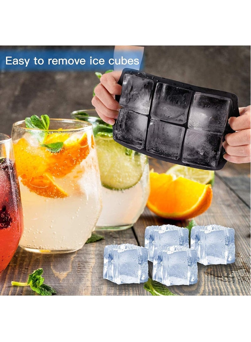 مملكة الإكسسوارات صينية مكعبات الثلج من أكسسورايز كينجدوم، مصنوعة من السيليكون، كبيرة الحجم، سهلة الفك، قابلة لإعادة الاستخدام، خالية من مادة BPA، قوالب مكعبات ثلج كبيرة، صينية ثلج للكوكتيلات، جزيئات الويسكي، قالب عصير الشوكولاتة (أسود) (قطعتان = كرة واحدة، مربع واحد) - Image 2