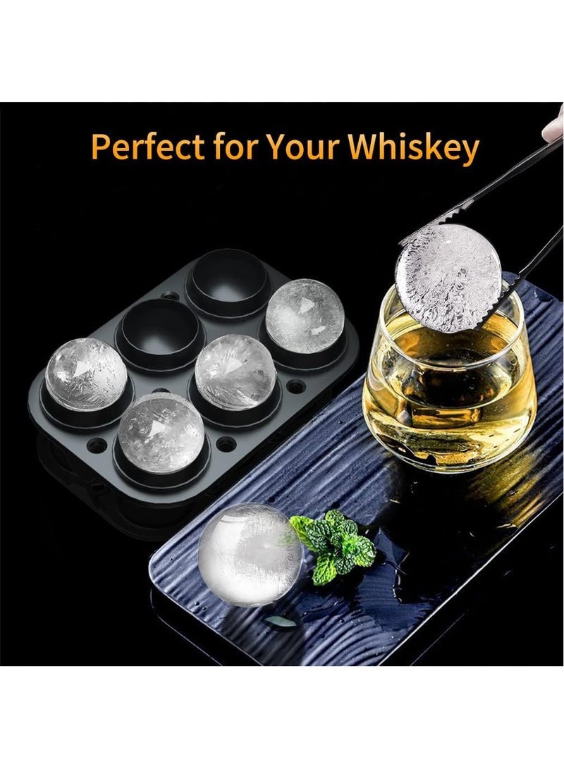 مملكة الإكسسوارات صينية مكعبات الثلج من أكسسورايز كينجدوم، مصنوعة من السيليكون، كبيرة الحجم، سهلة الفك، قابلة لإعادة الاستخدام، خالية من مادة BPA، قوالب مكعبات ثلج كبيرة، صينية ثلج للكوكتيلات، جزيئات الويسكي، قالب عصير الشوكولاتة (أسود) (قطعتان = كرة واحدة، مربع واحد) - Image 5