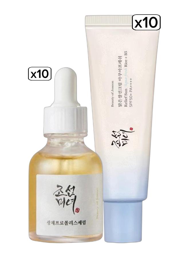 Beauty of Joseon Glow Serum Propolis and Niacinamide Hydrating Facial Soothing Moisturizer for Irritate, Uneven Skin Tone, Korean Skin Care 30ml, 1 fl.oz 30ml & Relief Sun Aqua Fresh (Rice + B5) (SPF50+ PA++++) 50ml Bundle - Image 1