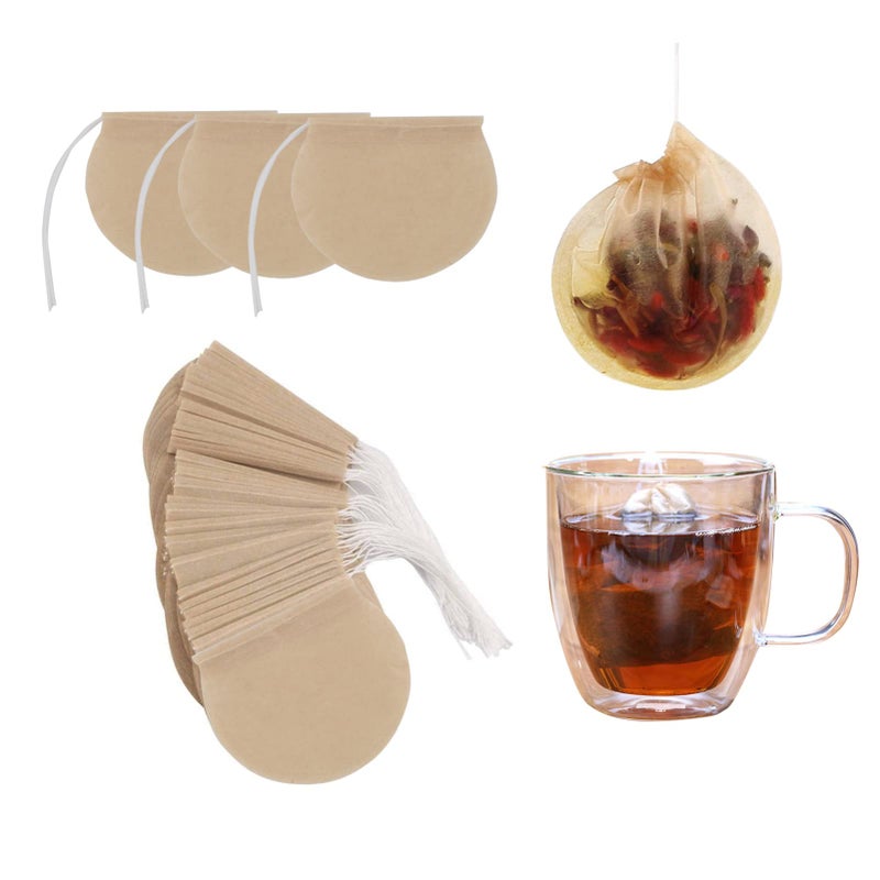 400pcs Tea Bags for Loose Leaf Tea Empty Tea Bags Loose Leaf Disposable Round Natural Tea Filter Bags Paper Drawstring Tea Bags Unbleached Tea Coffee Bags Bath Spice Herbs Brewing Soup Bags