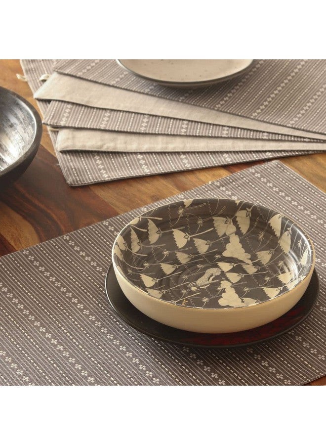 THE YARD HOUSE placemats - Reversible & Wipeable Cotton placemats (Woven Grey, 4) - Image 1