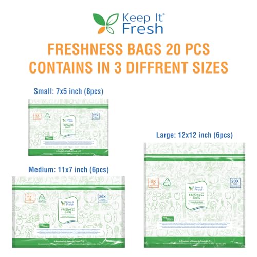 KEEP IT FRESH Zip Lock Bags. Re-Sealable Zipper for extending shelf life of Fruits, Vegetables | Refrigerator bags | Usable up to 3 Months (20 PICES) - Image 2