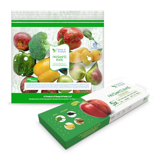 KEEP IT FRESH Zip Lock Bags. Re-Sealable Zipper for extending shelf life of Fruits, Vegetables | Refrigerator bags | Usable up to 3 Months (20 PICES) - Image 1