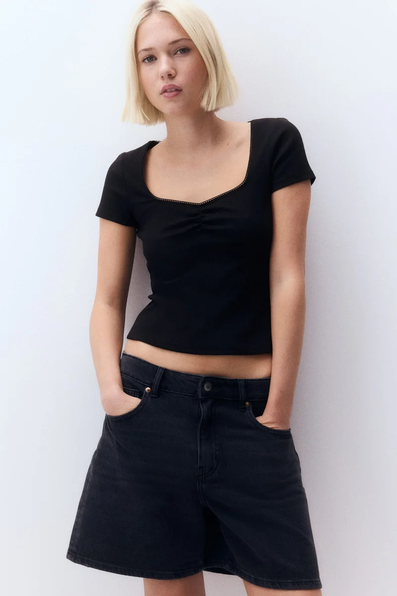 H&M Picot-trimmed T-shirt