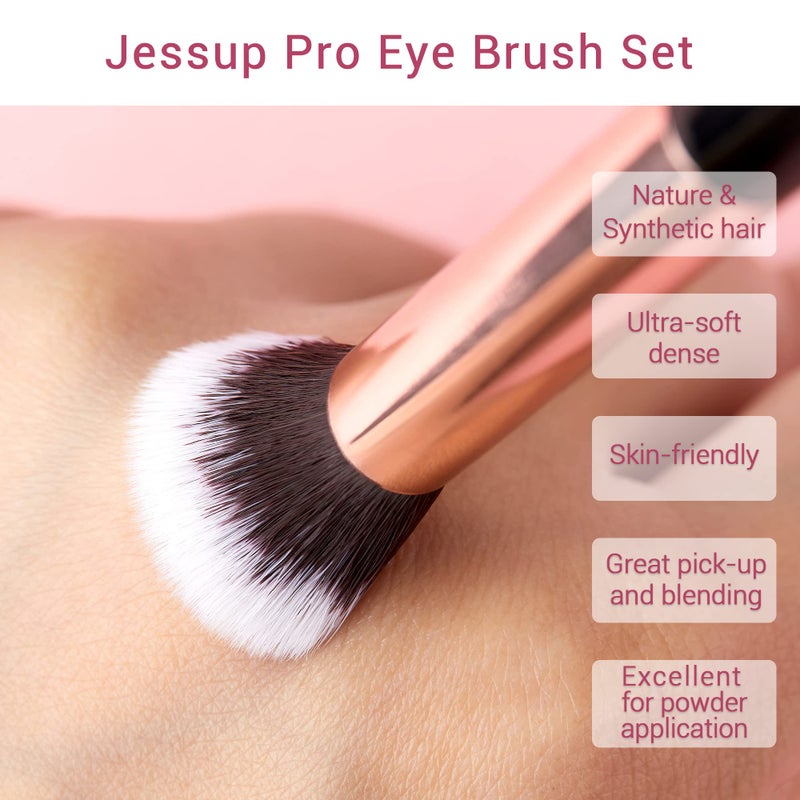 Jessup 15Pcs Professional Makeup Brushes Set Make up Brush Tools kit Eye Liner Shader Wood Handle Natural-synthetic Hair Brushes Pearl Black/Rose Gold T157 - Image 3