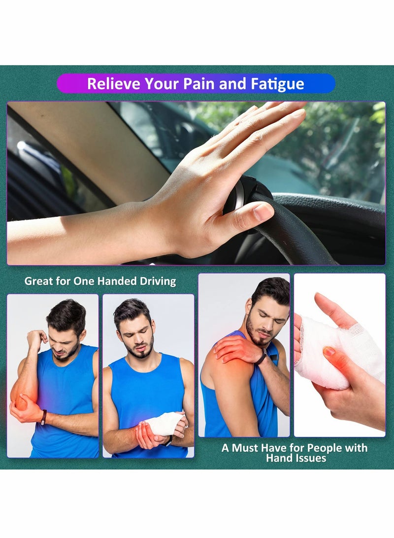 مقابض عجلة القيادة الدوارة، دوار بزاوية 360 درجة مع سطح سيليكون ومحامل معدنية لقيادة السيارات والشاحنات (عبوة 2 باللون الأسود) - Image 3