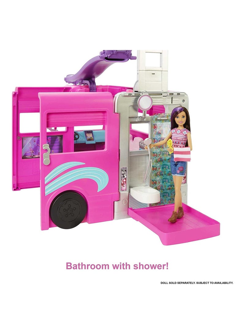 Barbie 2022 Dreamcamper Vehicle Playset 60+ Pieces 2.5 Feet Tall with Rolling Wheels - Image 3