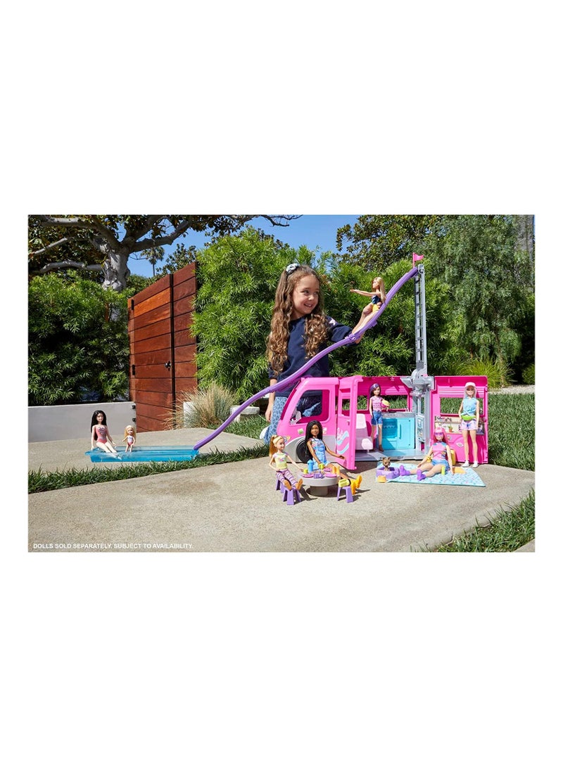 Barbie 2022 Dreamcamper Vehicle Playset 60+ Pieces 2.5 Feet Tall with Rolling Wheels - Image 2