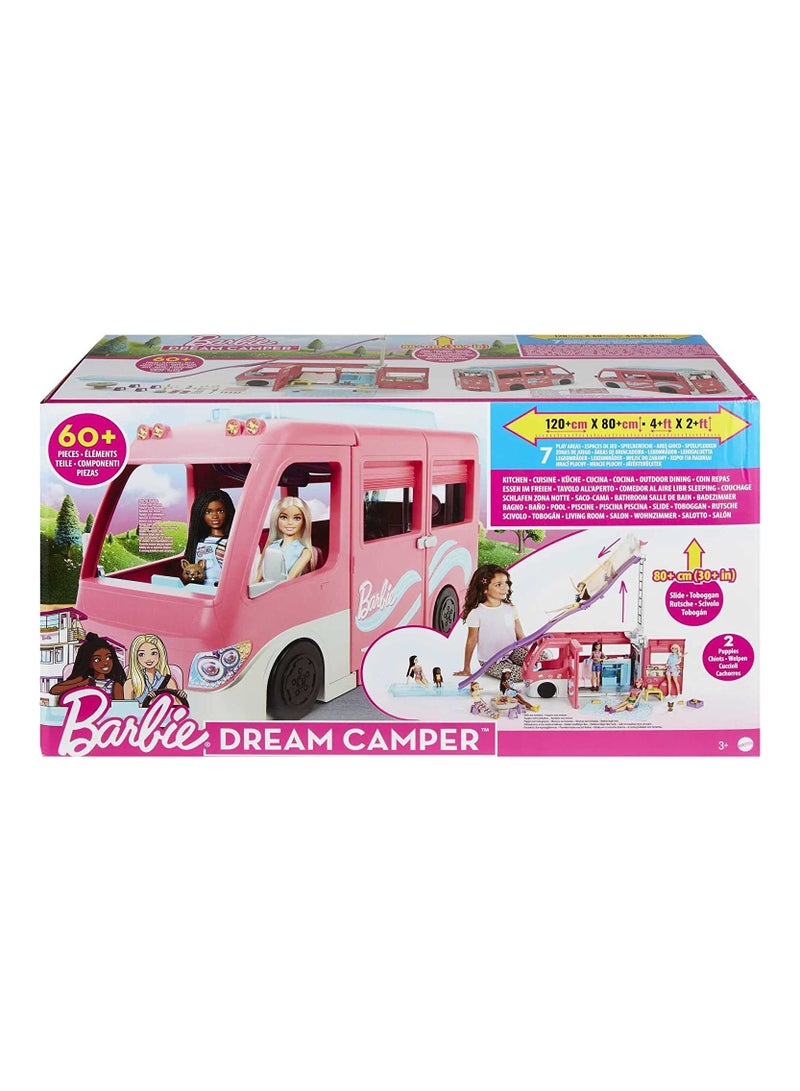 Barbie 2022 Dreamcamper Vehicle Playset 60+ Pieces 2.5 Feet Tall with Rolling Wheels - Image 5