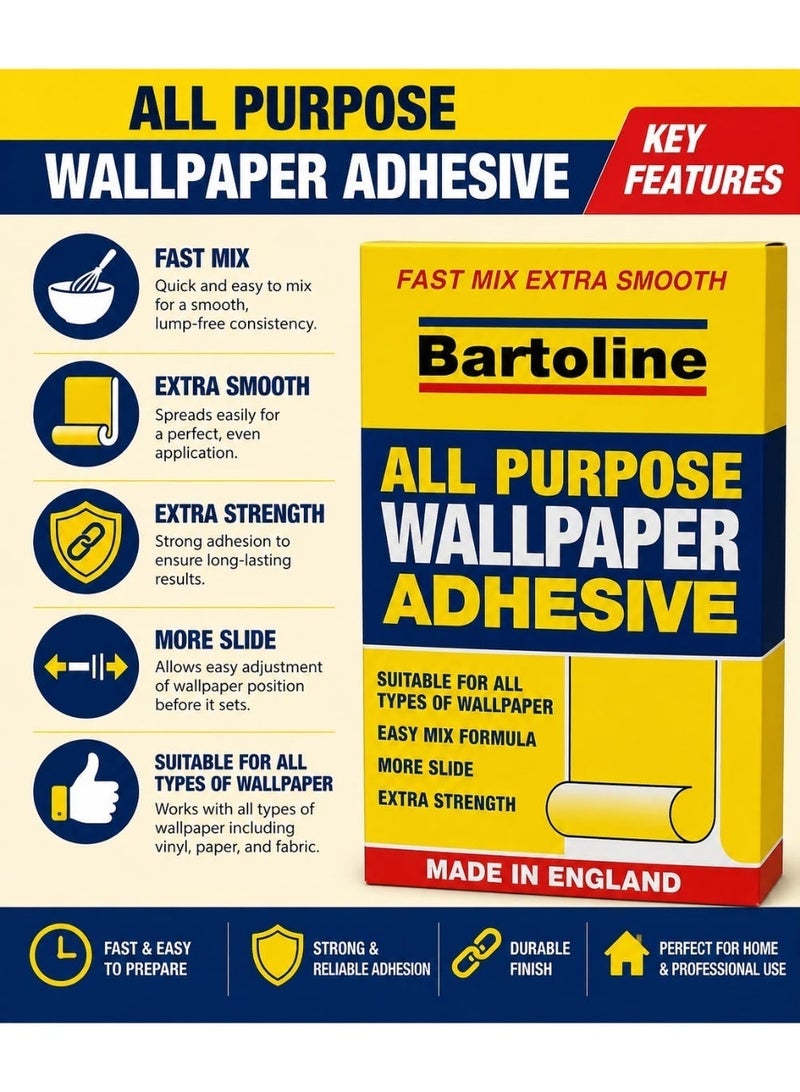 Bartoline All Purpose Wallpaper Adhesive - Fast Mix Extra Smooth - Made in England - Image 1