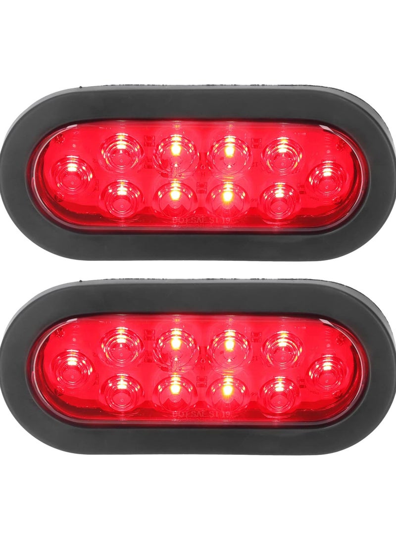 GGOOT LED Trailer Tail Light, 2pcs LED Marker Tail Light Waterproof Oval Red 12V Rear Turn Signal Stop Lamp for Truck Boat Trailer RV  - Image 1