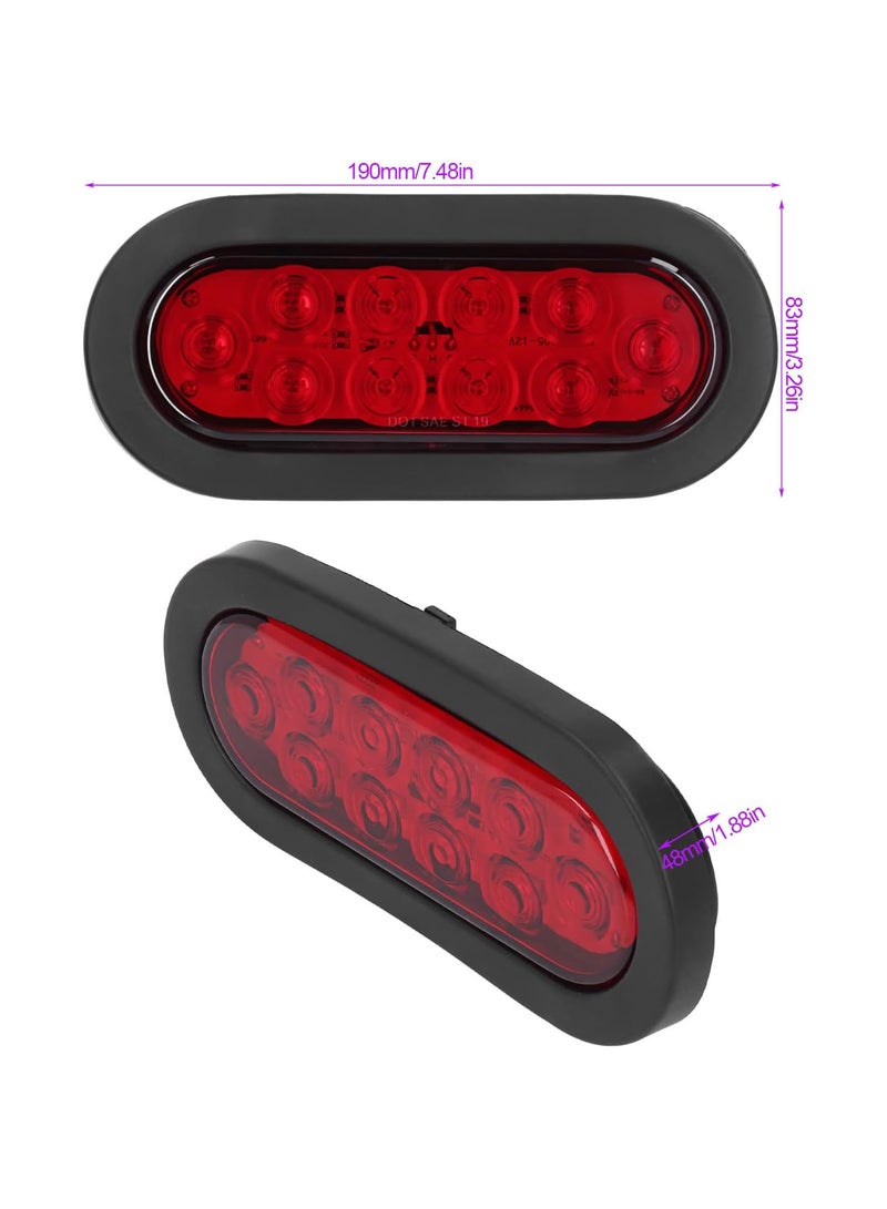 GGOOT LED Trailer Tail Light, 2pcs LED Marker Tail Light Waterproof Oval Red 12V Rear Turn Signal Stop Lamp for Truck Boat Trailer RV  - Image 2