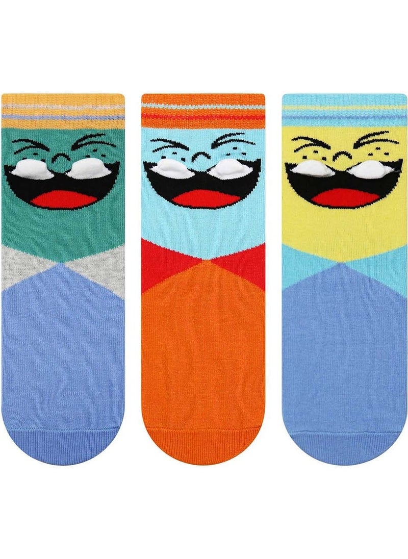 Bross 3 Pack 3D Smiley Face Patterned Children's Socks  - Image 1