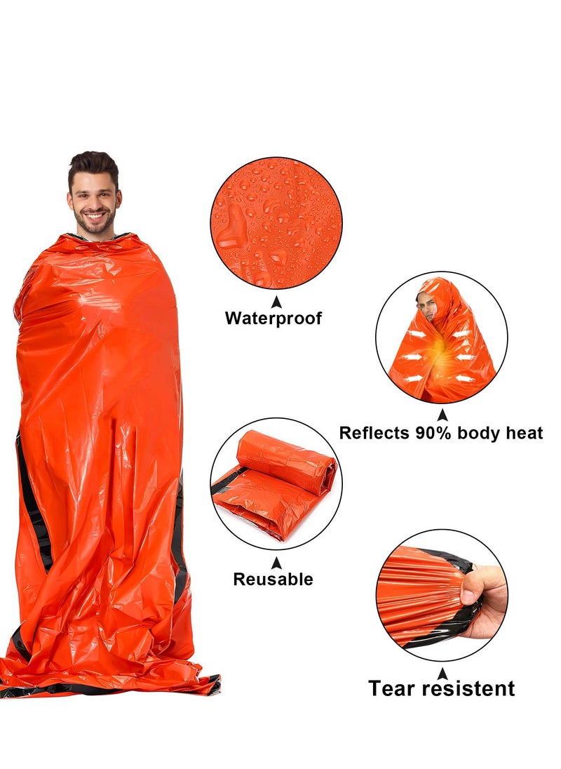 SYOSI - 2PCS Lightweight Emergency Sack Survival Compact Survival Sleeping Bag Waterproof Thermal Emergency Blanket Multi-use Survival Gear for Outdoor Hiking Camping - Image 1