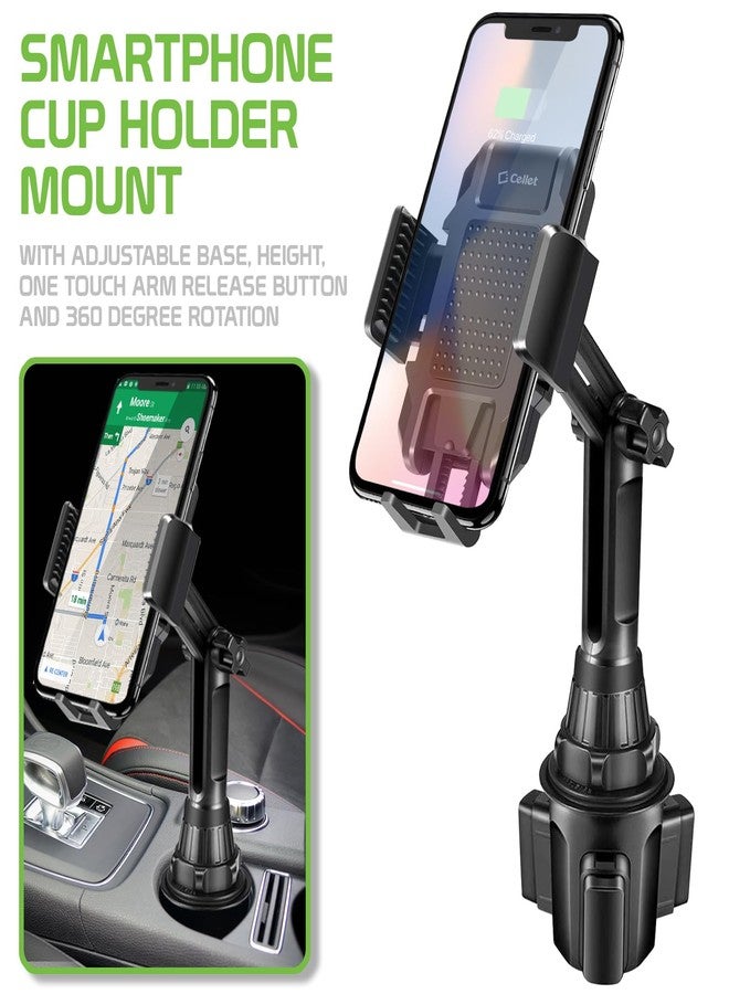 Cellet Adjustable Cup Holder Phone Mount - Universal Car Cradle with 360° Rotation, One-Touch Release, and Expandable Base - Compatible with iPhone, Samsung, and More - Image 2