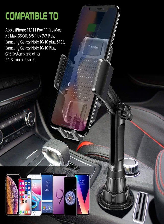 Cellet Adjustable Cup Holder Phone Mount - Universal Car Cradle with 360° Rotation, One-Touch Release, and Expandable Base - Compatible with iPhone, Samsung, and More - Image 3