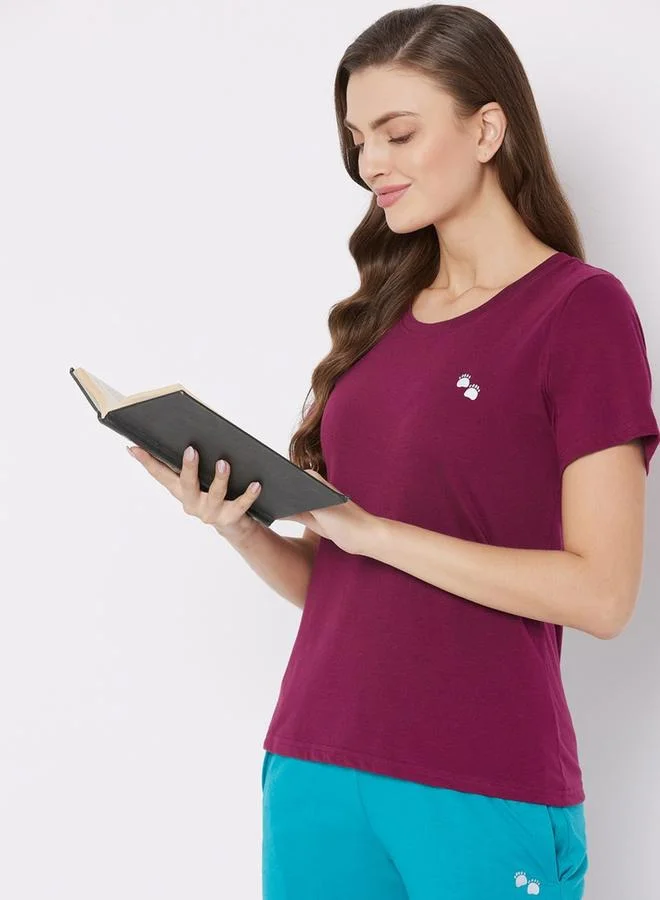 Take Two Take Two Women Purple Knitted Short Sleeve T-Shirt