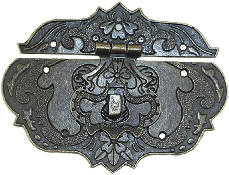 Large Antique Zinc Alloy Lock Hasps Vintage Hardware 4 Pieces Set - Image 5