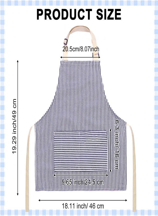 Newcotte 8 Pieces Kids Apron Toddler Cotton Adjustable Bib Chef Apron with 2 Pockets for Boys and Girls Children, Blue and Brown - Image 2