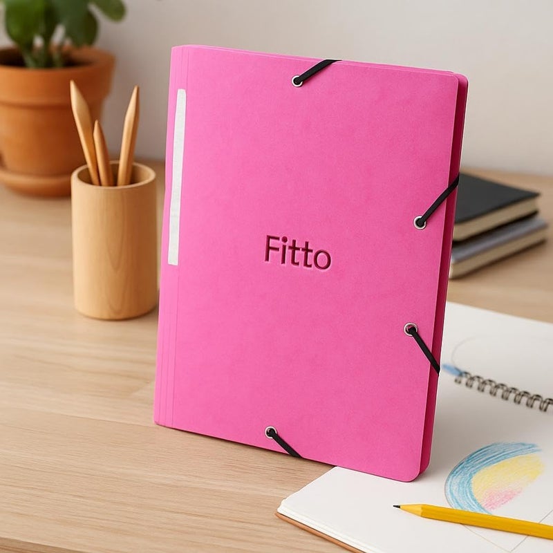 Fitto Card Board Folder for A4 Sheets 34x26cm Pink Office Organizer - Image 2