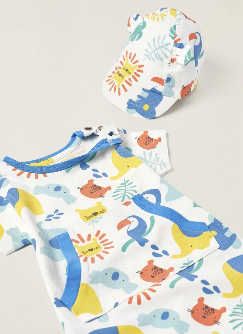 Zippy Jumpsuit + Cap for Newborns 'Animals'