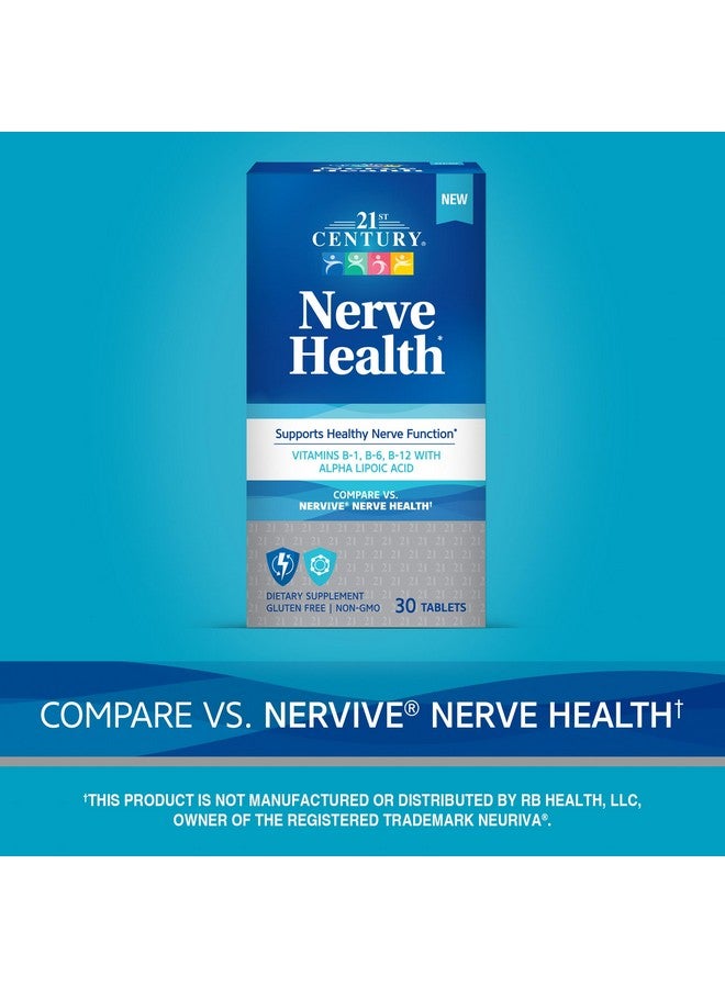21st Century Nerve Health Tablets (30 Count), Alpha Lipoic Acid 300mg, B1, B6, & B12 Vitamins for Nerve Function Support, Antioxidant ALA Supplement, Gluten Free. Non-GMO, & Vegan - Image 4