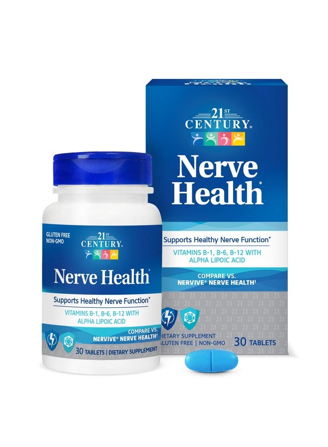 21st Century Nerve Health Tablets (30 Count), Alpha Lipoic Acid 300mg, B1, B6, & B12 Vitamins for Nerve Function Support, Antioxidant ALA Supplement, Gluten Free. Non-GMO, & Vegan - Image 1