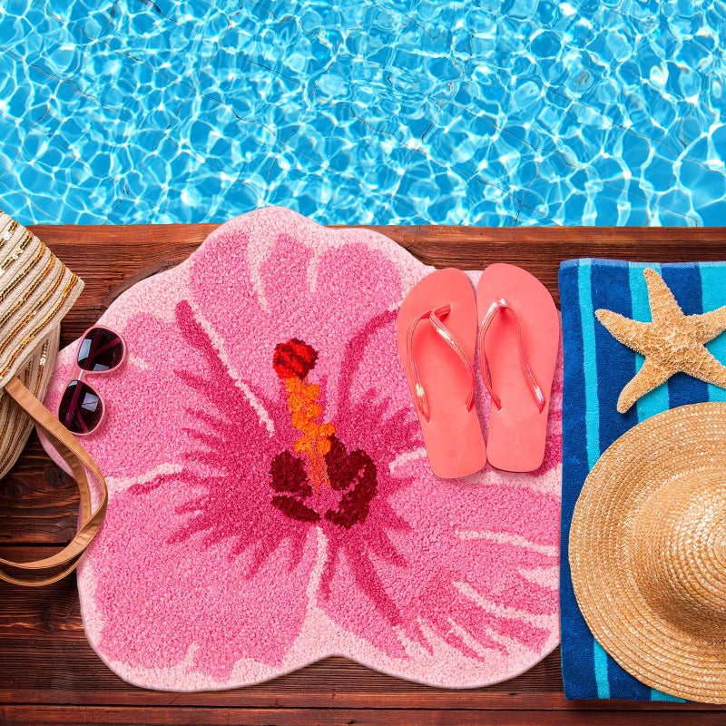 Drydiet Flower Shower Mat Summer Bathroom Rug Flower Shape Shower Mat Door Cute Bath Summer Bathroom Decoratio Non Slip Washable Bath Rug